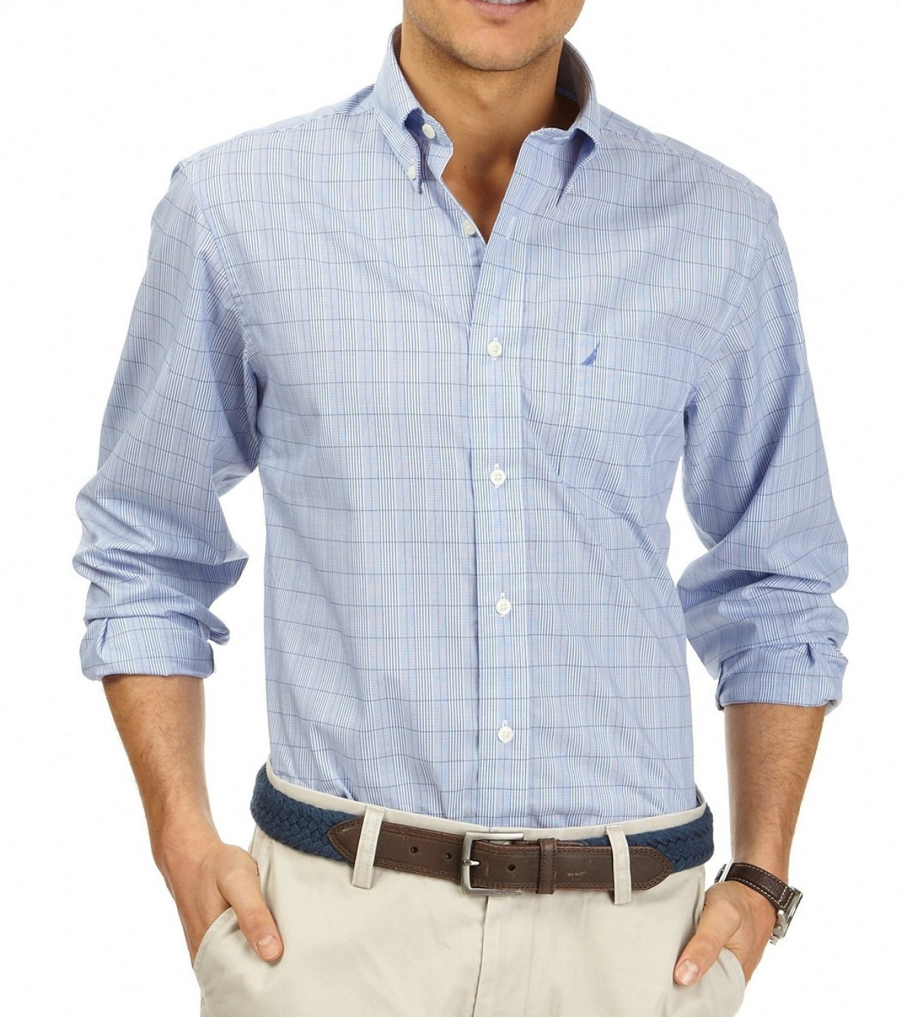 Nautica Men's Wrinkle-Resistant Glen Plaid Shirt