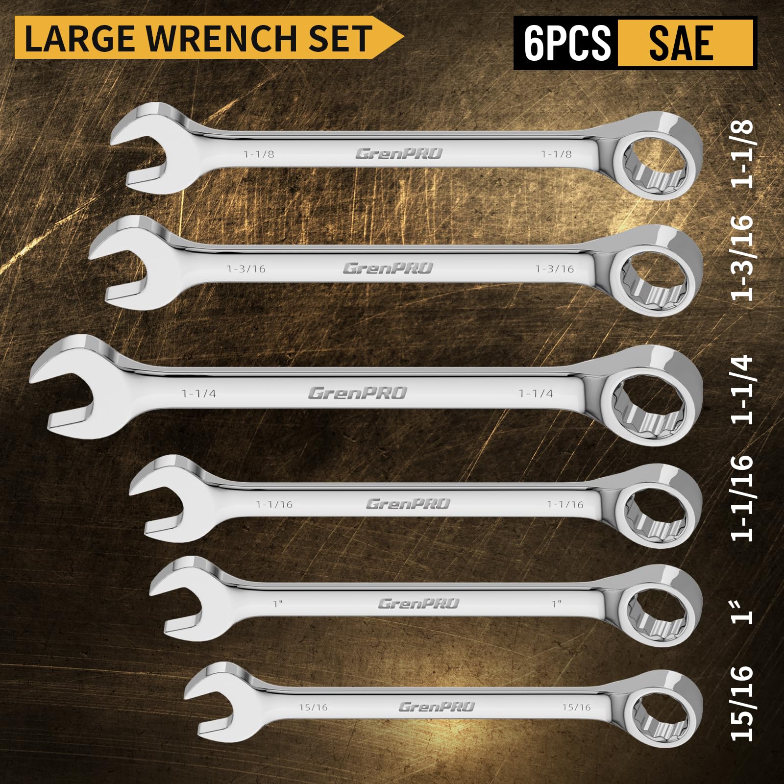 GRENPRO 7PC SAE Large Wrench Set - Big Wrenches -2