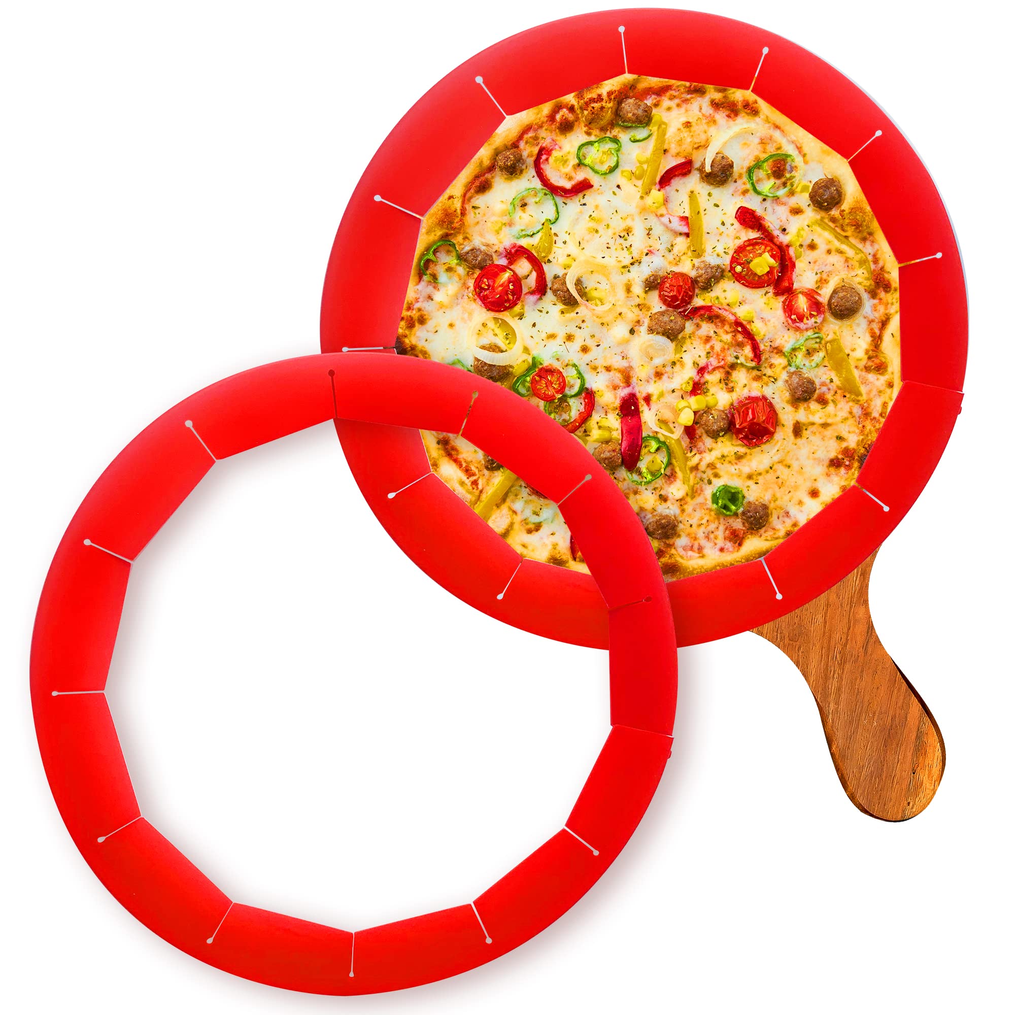 QUWOLACE 2 Pack Adjustable Silicone Crust Shield, BPA-free Pie Crust Protector Cover Kitchen Tool for Baking Pizza, Fit 8-10.7 Inch Pies - Dishwasher Safe (Red)