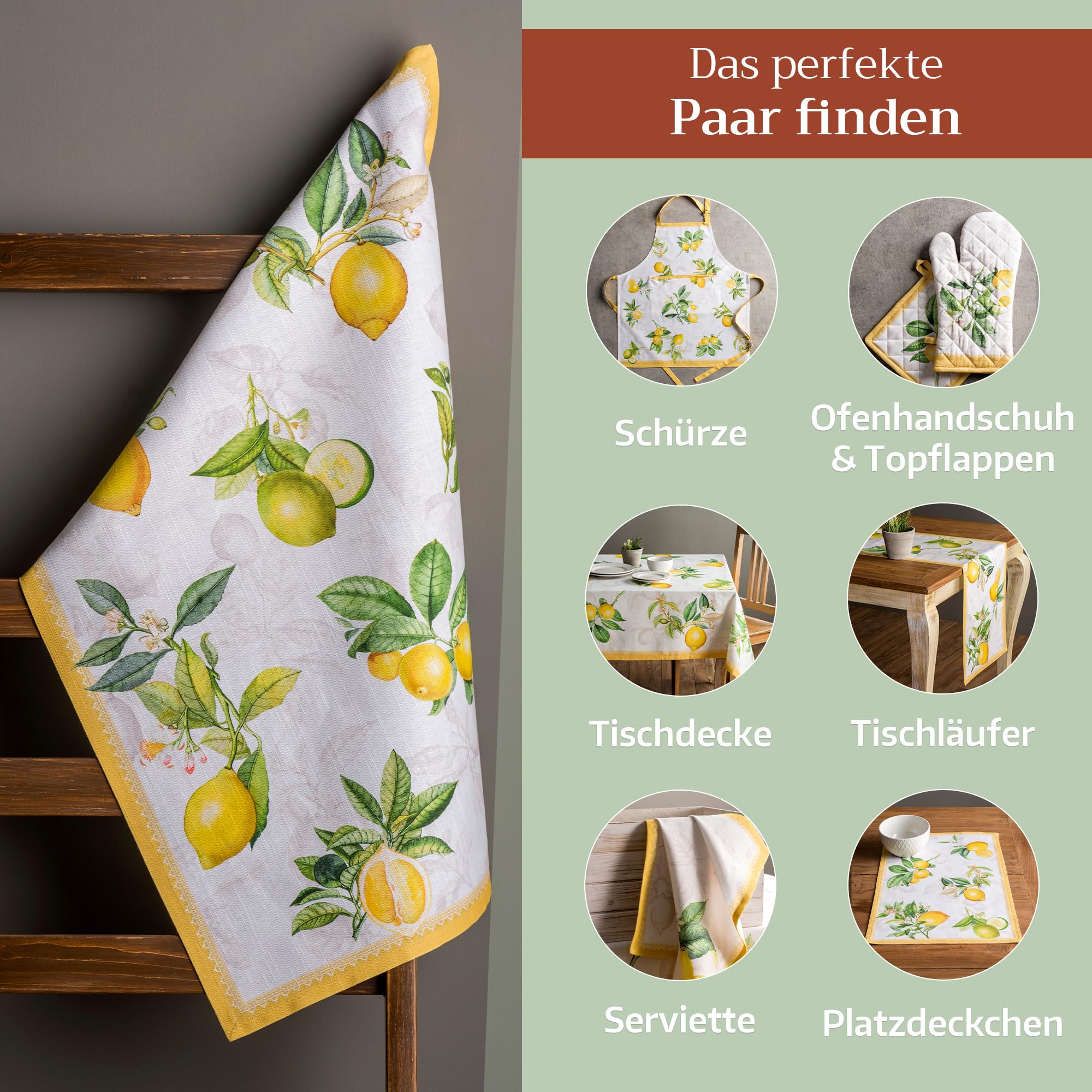 Maison d' Hermine Limoncello 100% Baumwolle Set von 3 Multi-Purpose Küchenhandtuch | Bar Handtücher | Frühling/Sommer (50 cm X 70 cm)