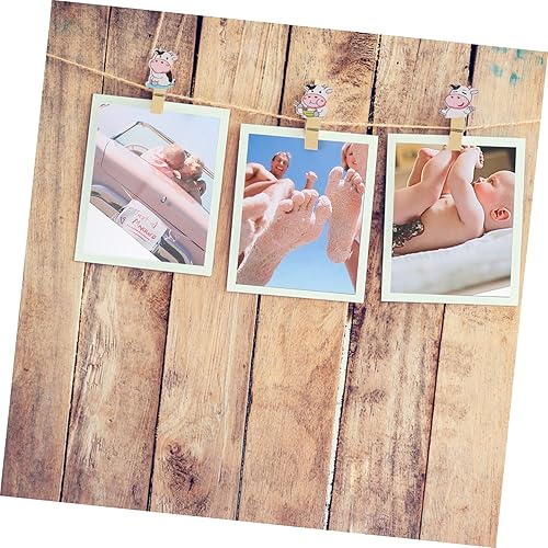 Miniatura 3 de Paquete de 5 clips de fotos de madera con cuerdas, soportes decorativos para fotos, manualidades y pancartas, clips compactos y colgantes para