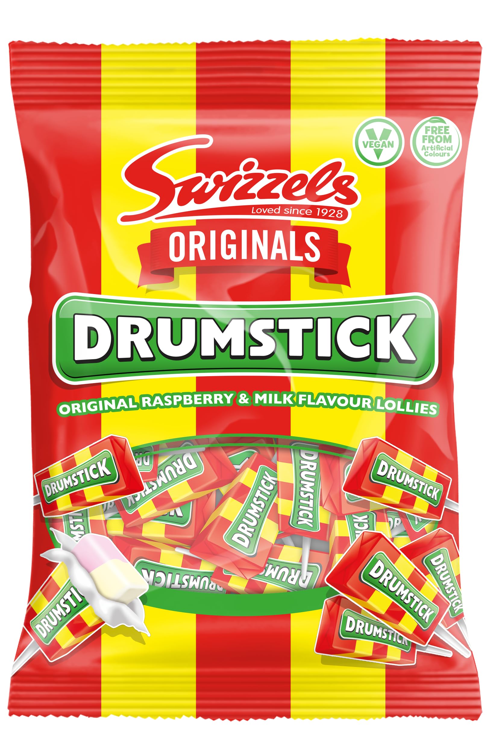 Swizzels ORIGINALS DRUMSTICK LOLLIES 120g - Classic Raspberry & Milk Small