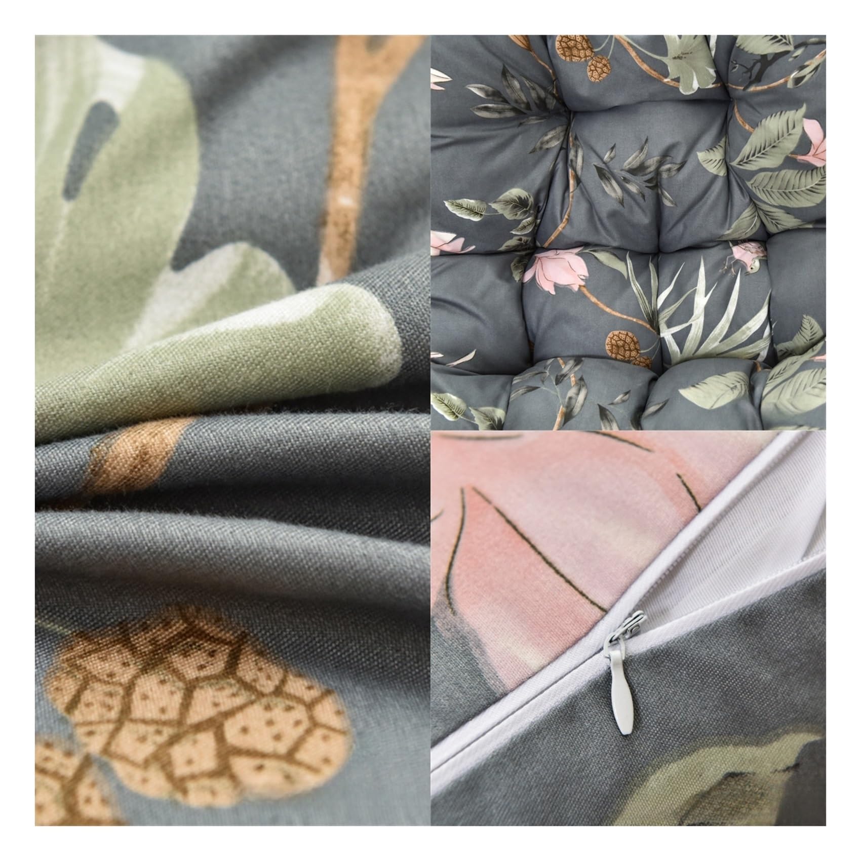 Genérico Cojín de Repuesto para Silla Colgante Tipo Huevo (Exterior), Almohadilla Gruesa, Impermeable y Estampada en Forma de U para Columpios de Patio y jardín