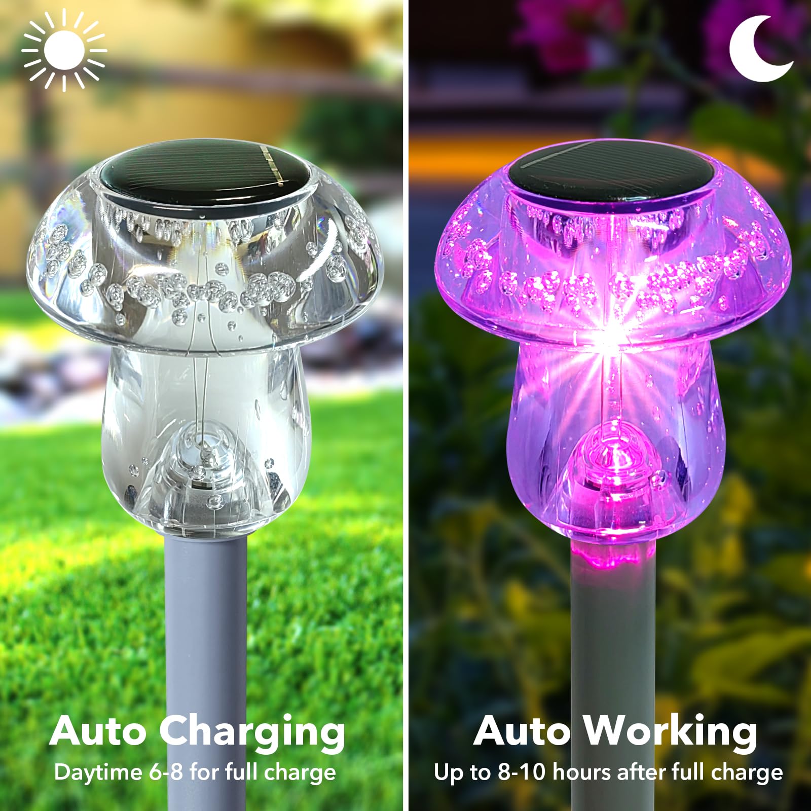 Luci solari per esterni, 16 pezzi, luci a fungo per esterni, impermeabili, luci a LED a energia solare per giardino, cortile, paesaggio, sentiero, prato, passerella, vialetto, vialetto