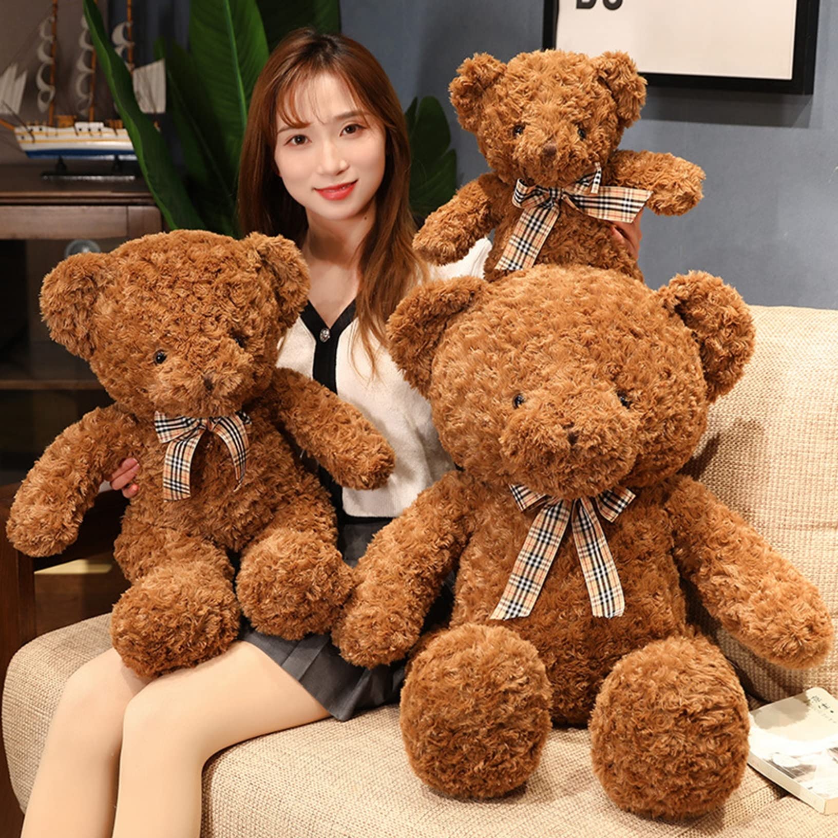 Amazon.co.jp: 縫い包み クマ くま テディベア リボン付 毛足長い