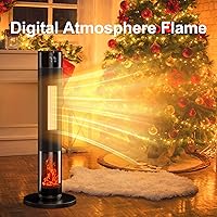 Vista 8 de Space Heaters for Indoor, 34Large PTC Ceramic Heater with Flame, 1500W Electric with Thermostat, 90Oscillating Portable Tower Heater with Remote for