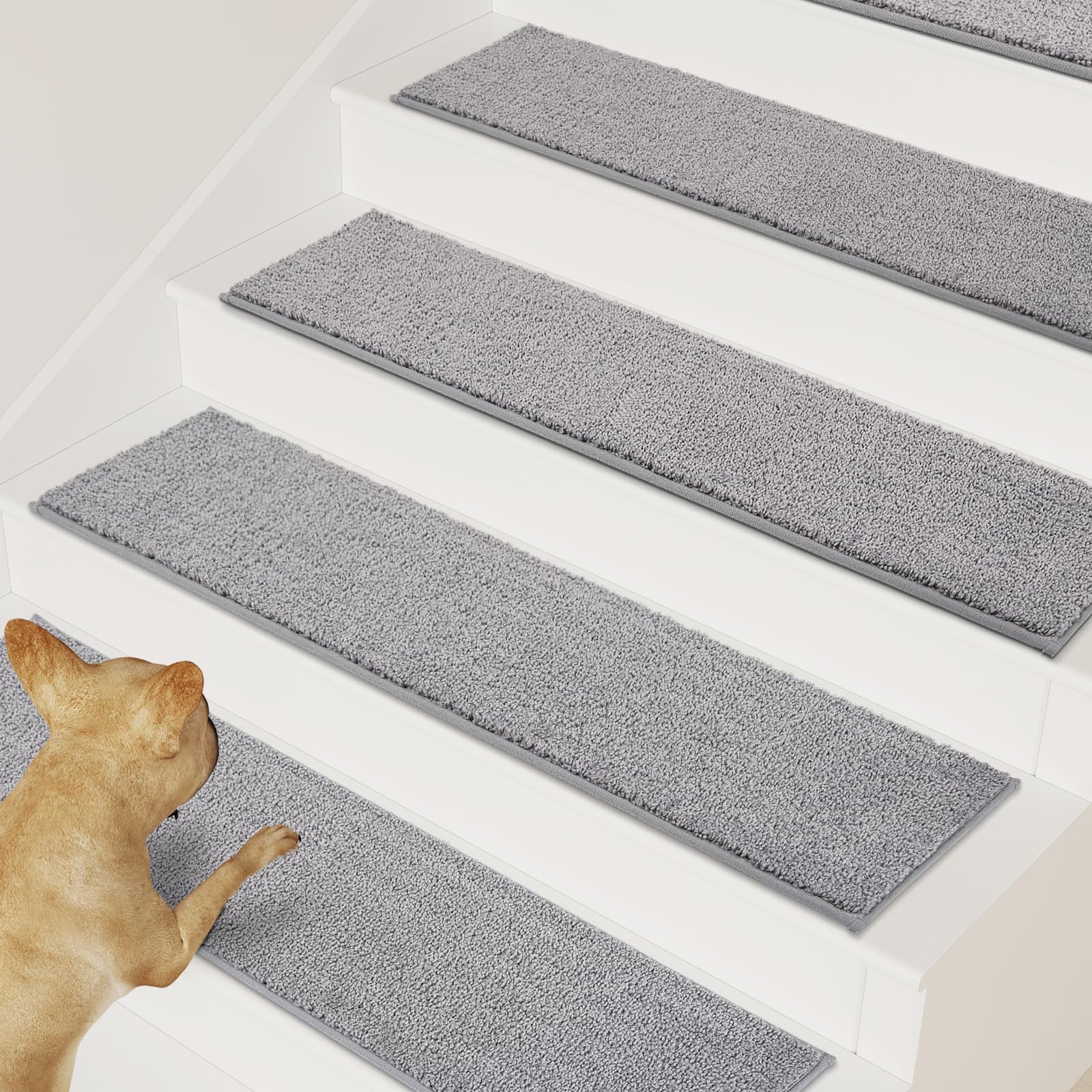 PURRUGS Peel & Stick SelfAdhesive Carpet Stair Treads 8"x30", 15Pack