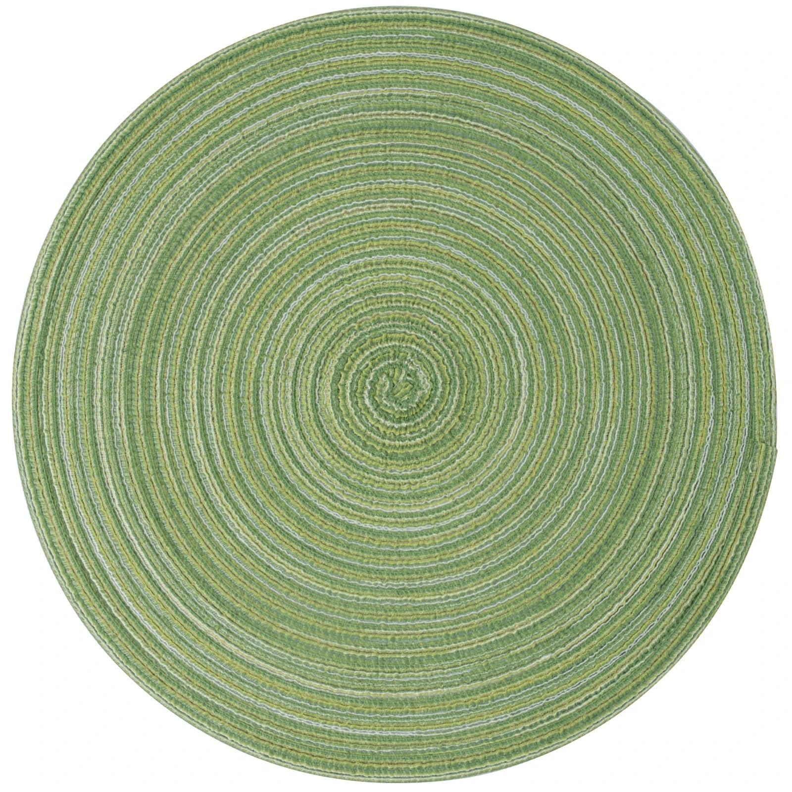 Woven Placemats Cotton Place Mat Woven Round Placemats 34/38cm Heat Resistant Table Mats Washable Plate Coasters(Green,Set of 6)