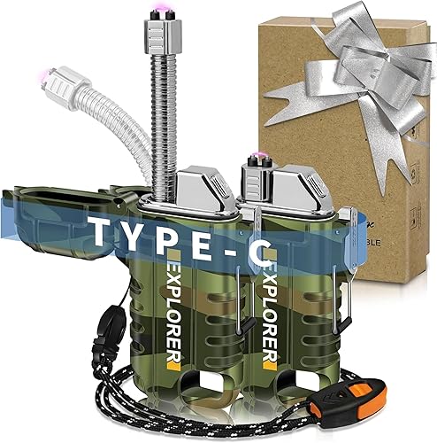 lafagiet Encendedor recargable tipo C cuello flexible de 360 a prueba de viento y agua encendedores de arco eléctricos para velas campamentos