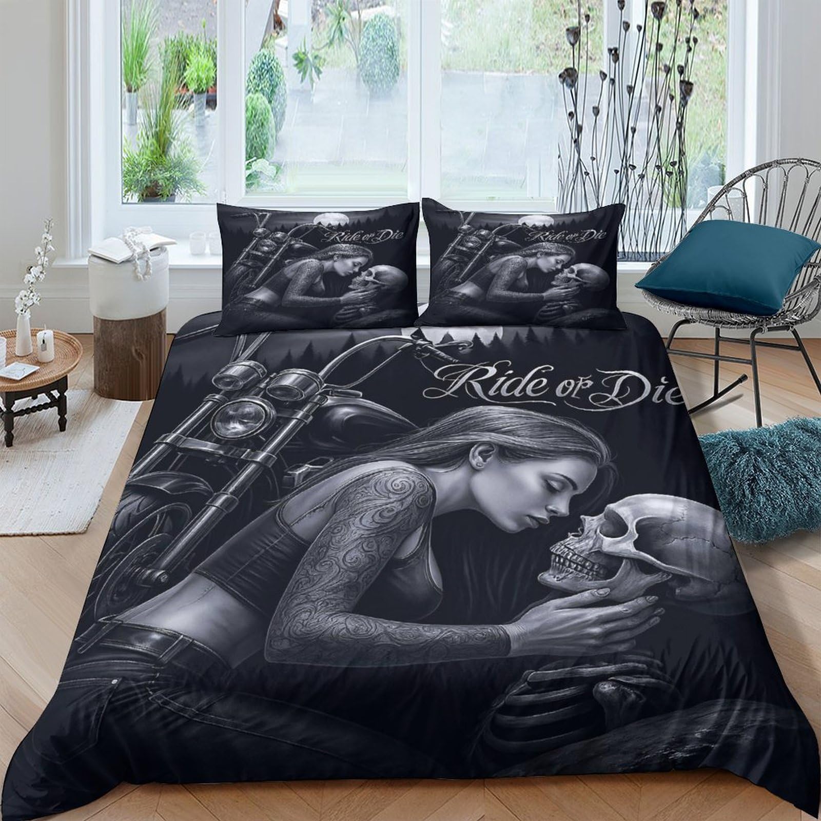 Ctjqhvkz Style-9 3D Printed Gothic Romance Fitted Sheet Microfiber Skull Lover Mattress Cover For Bedroom Decor Anti-Slip Machine Washable Single（135X200cm）