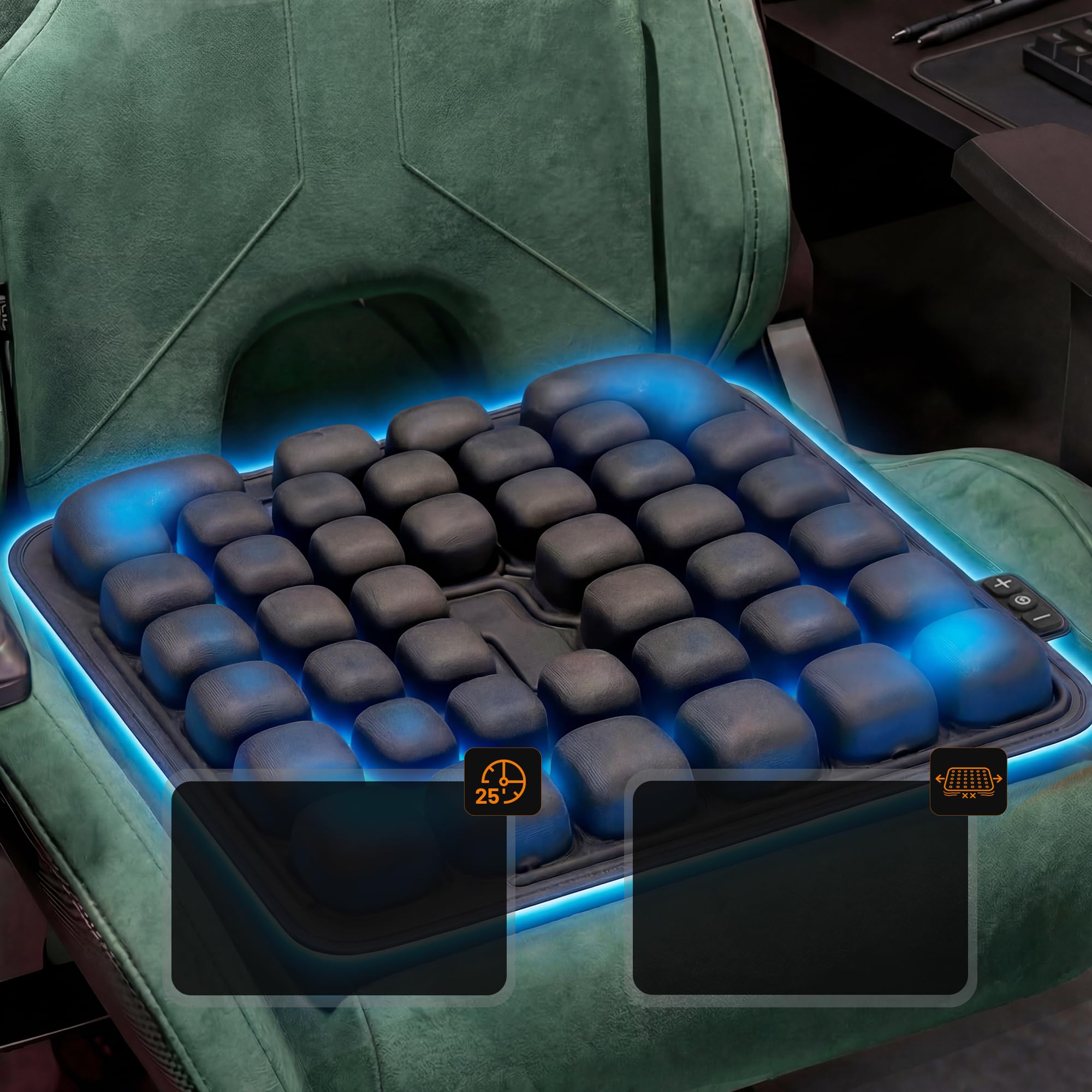Diablo Chairs Massageauflage für Bürostuhl Rückenmassage elektrisch Massagekissen Lendenmassage Sitzauflage Gaming Stuhl Auto ergonomische Massage Matte mit Luftdrucksystem