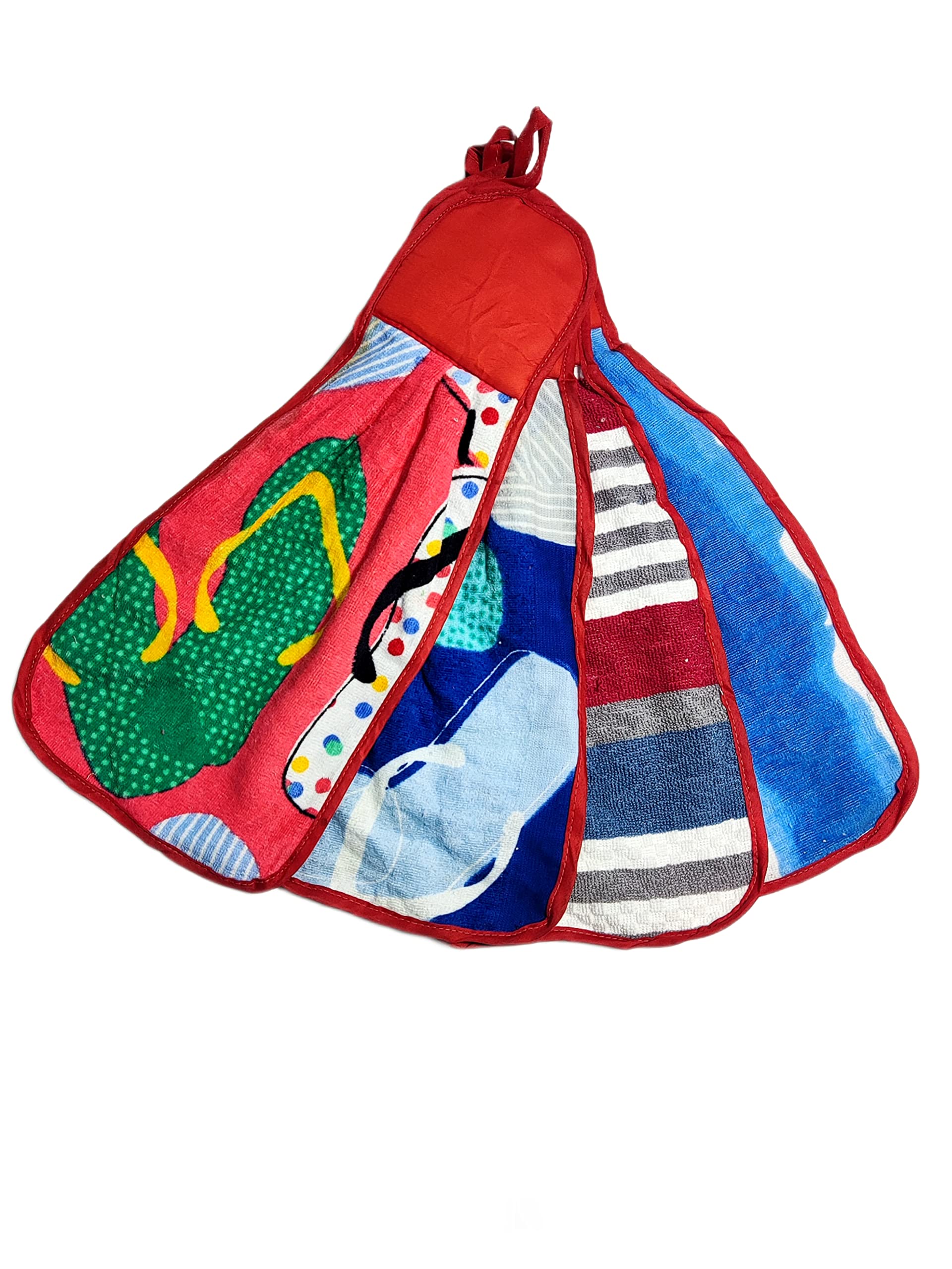 HFI UrbanArts Microfiber Wash Basin Hanging Hand Kitchen Towel Napkin with Ties ( 45cm x 22cm, Set of 12, Multicolour ) | Soft Hanging Hand Towel for Bathroom & Kitchen with Loop ( Single Flap )