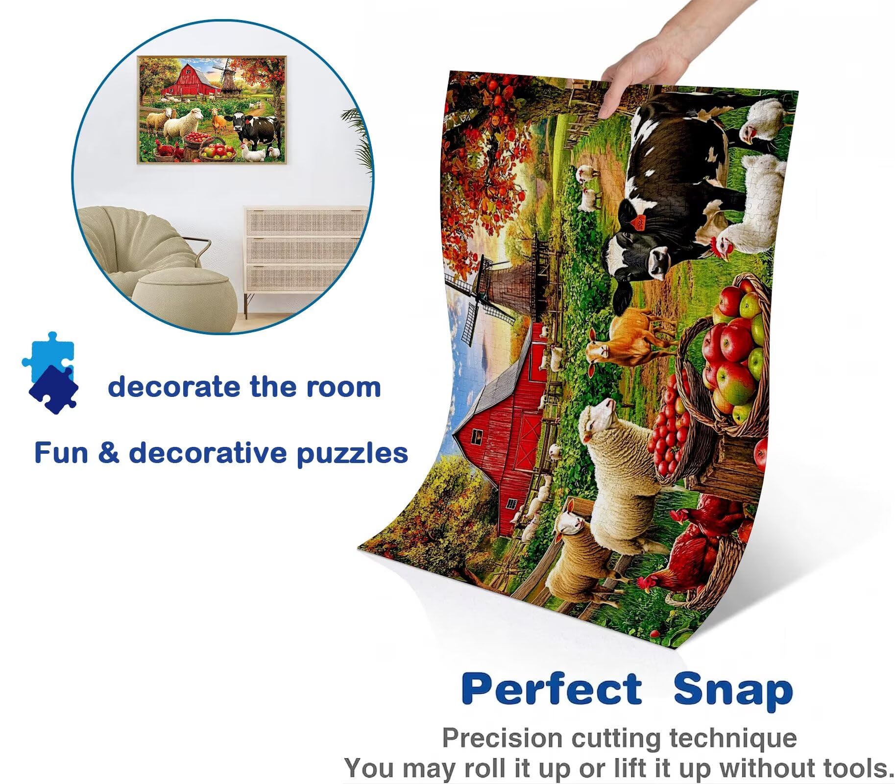 Puzzle 2000 Teile, Holzpuzzle Erwachsene - Impossible Puzzle 99.5 x 70.5 cm niffliges Denkspiel & Denksport für Frauen & Männer, Familienspiel, Home Dekor, Geschenk für Frauen Bauernhof Tier w0-664