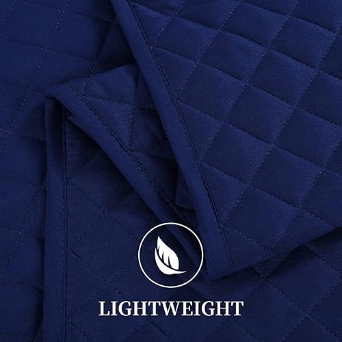 Miniatura 6 de HOMBYS Juego de edredón extragrande de 3 piezas de 120 x 120 pulgadas, reversible, ligero, juego de edredón azul marino de verano (Super King (120 x