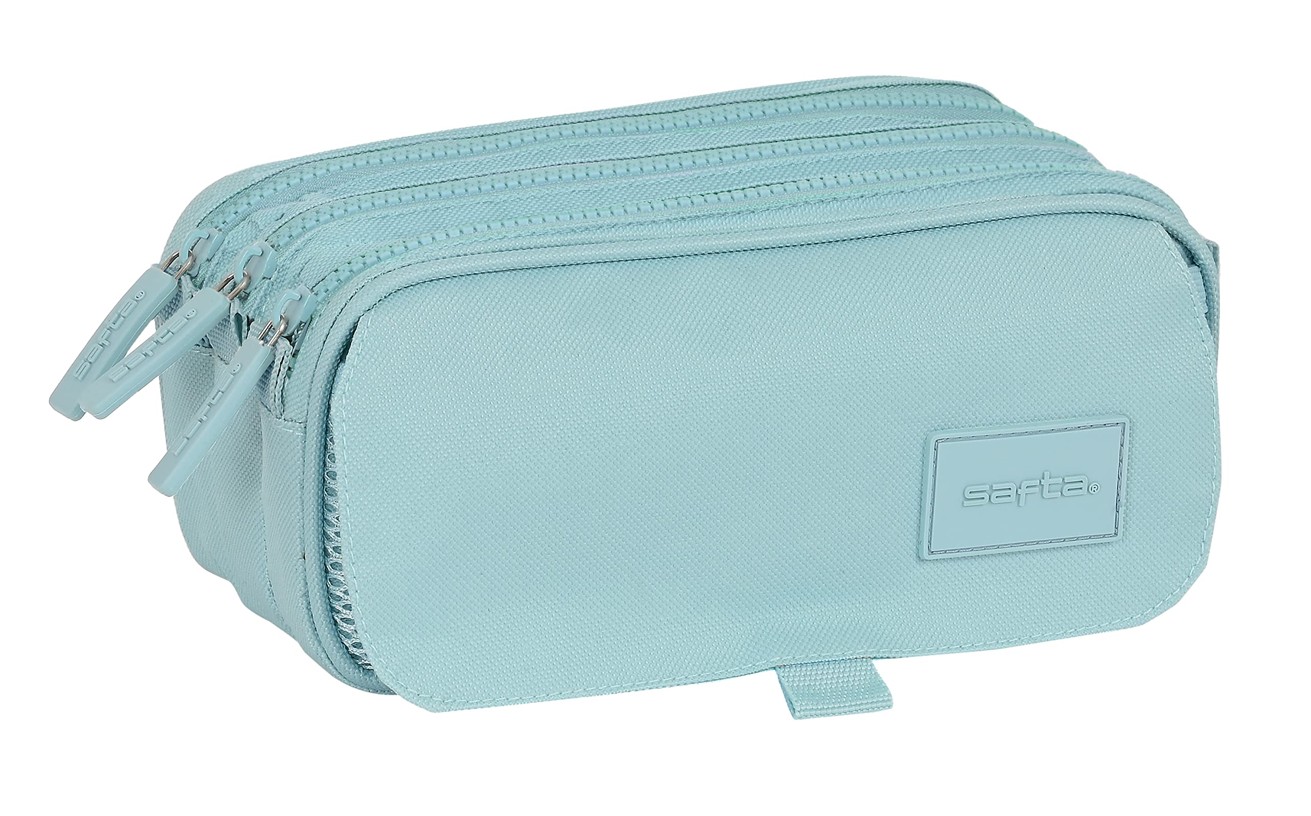 SAFTA - Triple Big Pencil Case, Children's Pencil Case, Ideal for School Children, Comfortable and Versatile, Quality and Resistance, 21.5 x 8 x 10 cm, Blue, Blue, Estándar, Casual