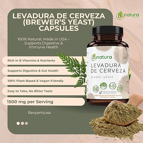 Miniatura 8 de Levadura de Cerveza (Cápsula de levadura de cerveza)  1500 mg por porción, 90 cápsulas vegetales  100% natural, fabricado en Estados Unidos