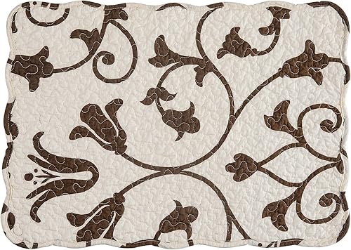 Miniatura 3 de C&F Home Sophia - Juego de 6 manteles individuales acolchados de algodón, reversibles, lavables a máquina, 6 bordes festoneados, enrejado marrón,