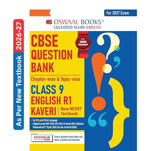 Oswaal CBSE English Question Bank Chapter-wise & Topic-wise Class 9 | Based on new NCERT Textbook Kaveri |Includes Summary, Competency-Based Question, Self-Assessment & Practice Papers | For R1 Level
