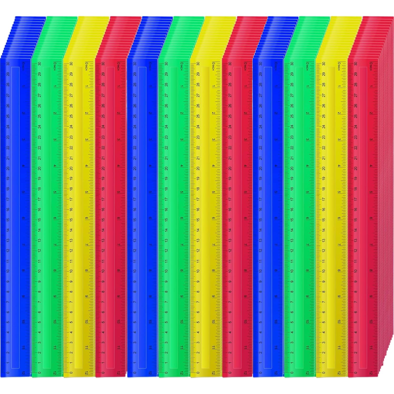 120 Pcs 12 Inch Plastic Rulers Bulk Kid Ruler for School Back to School Supplies, Flexible Assorted Color Ruler with Centimeters and Inches for