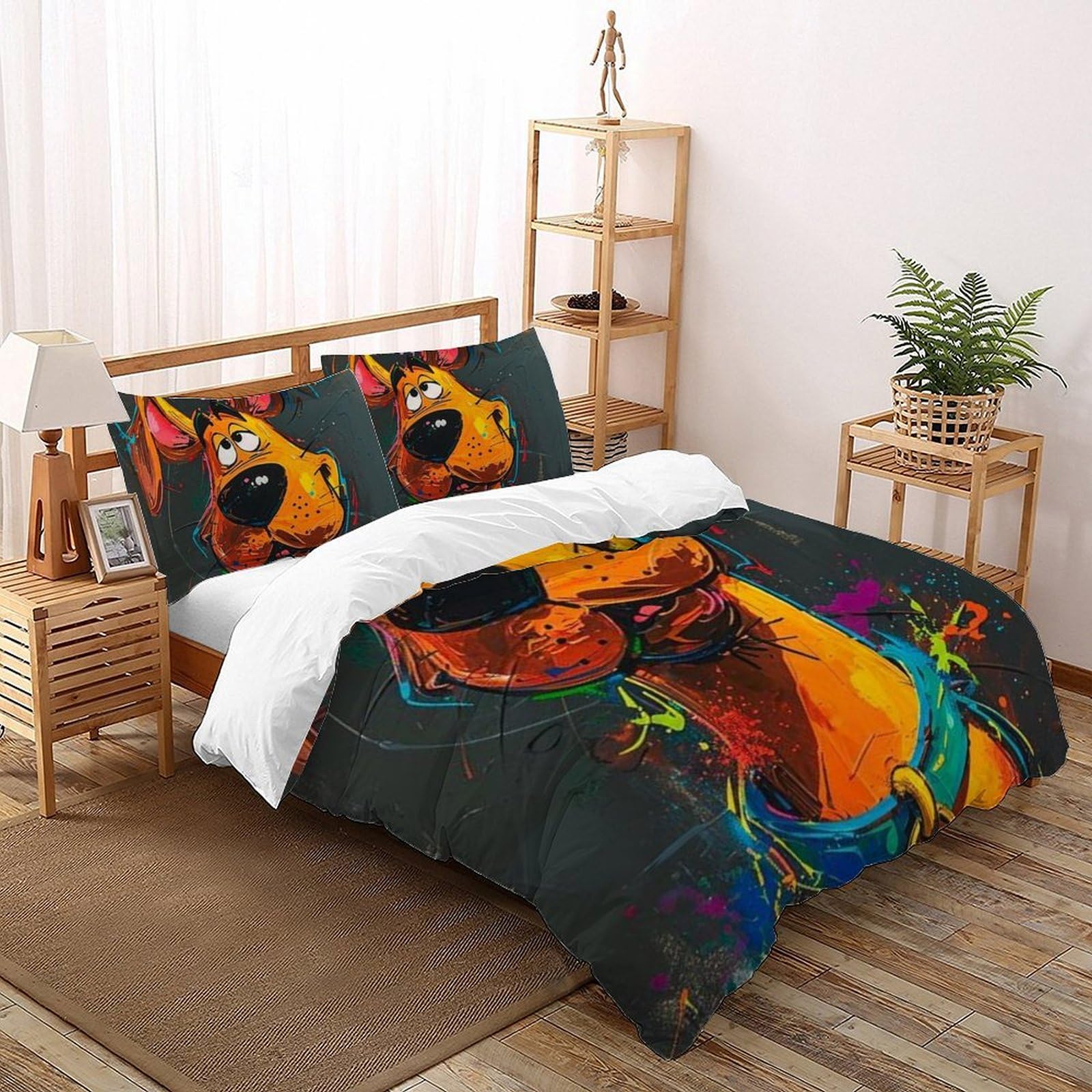 Housse de couette chiots 220x240 cm parure lit microfibre pour enfants avec fermeture éclair