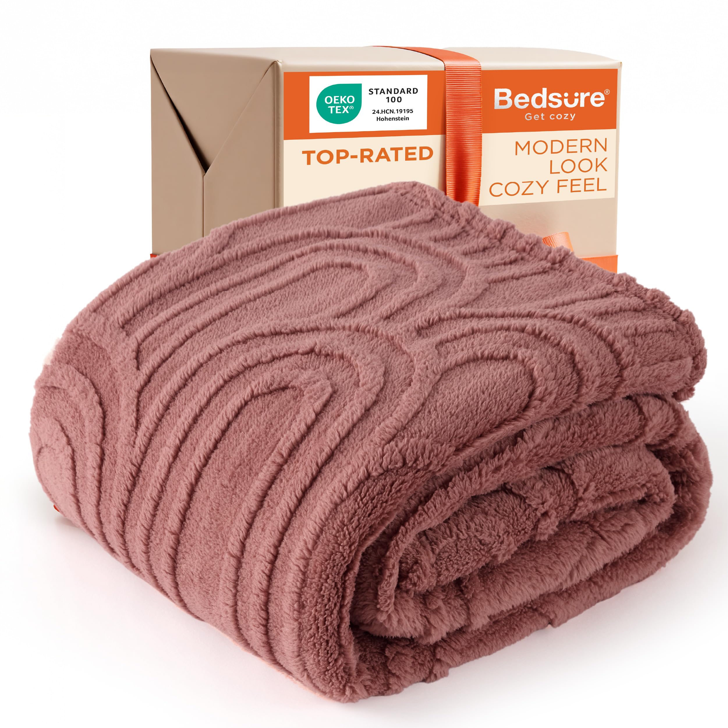 Bedsure GentleSoft Pink Throw Blanket for Women - Super Soft & Cozy, Fleece Blankets for Girls, Ideal for Couch & Bed, Dusty Rose, 50x70 Inches