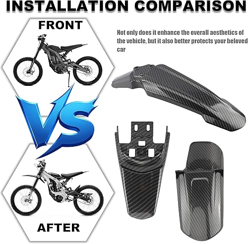 Miniatura 18 de Guardabarros trasero Sur Ron, imitación fibra de carbono Dirt Bike trasero Fender Protectorfor Sur-Ron Light Bee Guardabarros trasero,Guardabarros