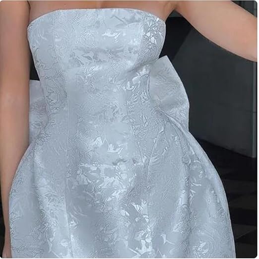 Yukale Women's Short Satin A Line Prom Dresses with Bow Strapless Sleeveless Evening Party Dress Black at Amazon Women's Clothing store