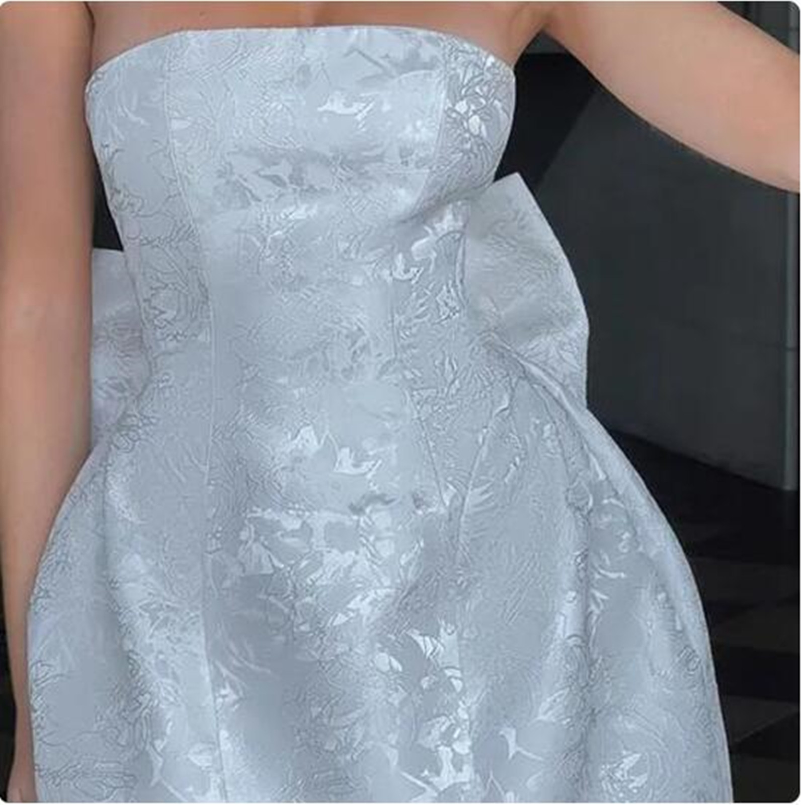 ted baker silver baroque blossom strapless dress 3D Flower Strapless Midi Dress (Women)