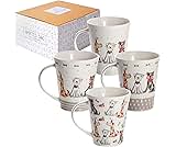 SPOTTED DOG GIFT COMPANY Mugs Set of 4 Dog Mugs, Cute Ceramic Porcelain China Cups for Coffee and Tea, Microwave and Dishwasher Safe, Gifts for Dog Lovers Women Men 360ml