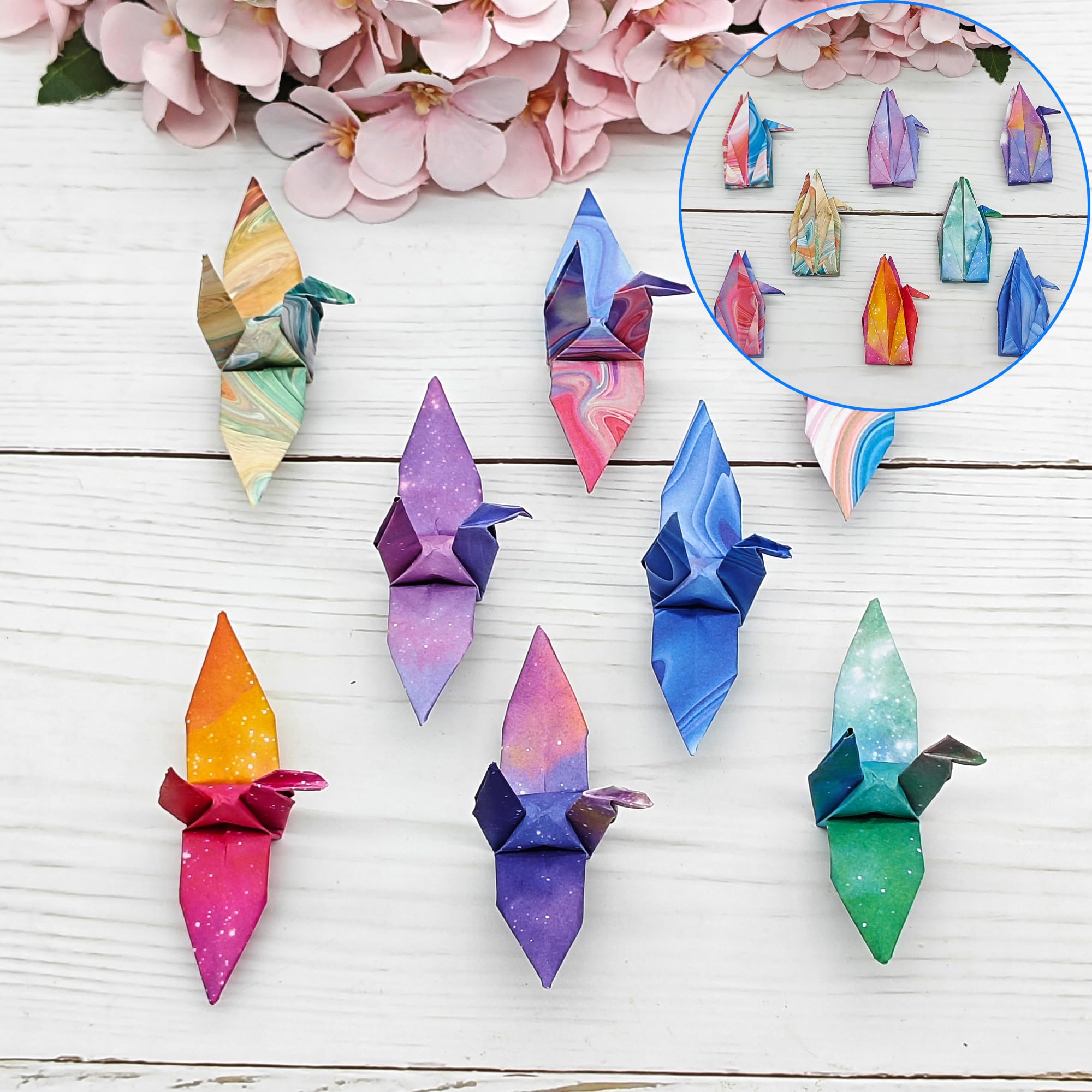 Grullas De Papel Para Origami 48 Piezas Doble 8 Colores