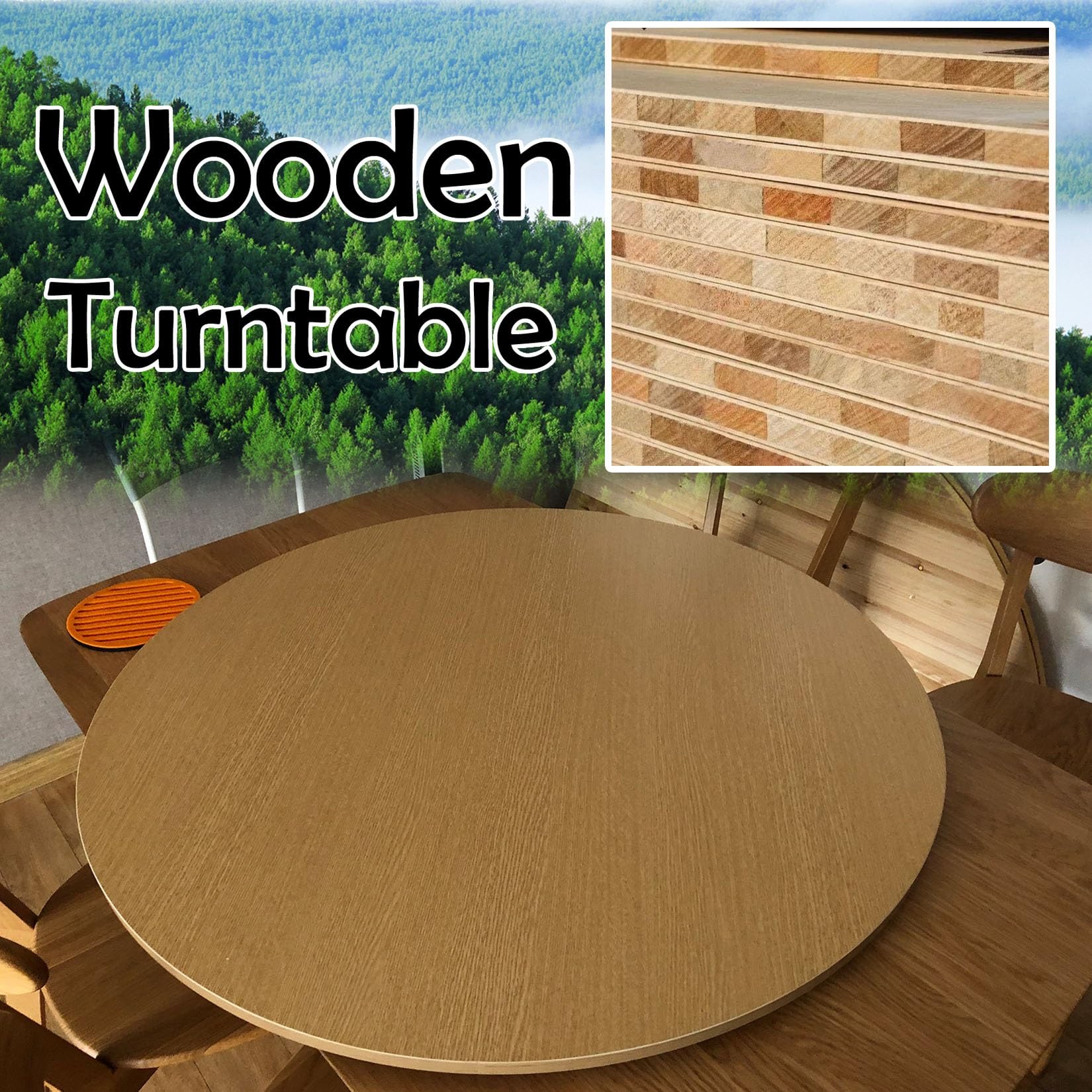 Amazon｜サイレントベアリング付きダイニングテーブル用木製回転