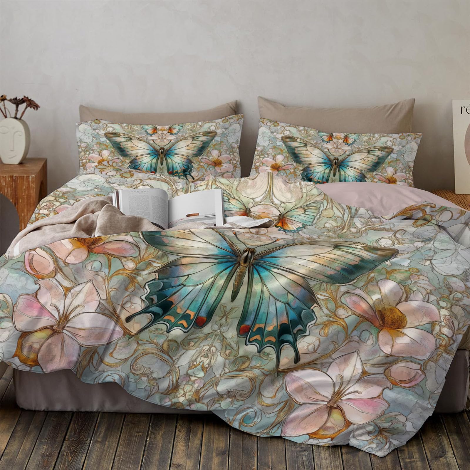 Housse de couette papillon porte-bonheur zippée pour retrouver un sommeil paisible