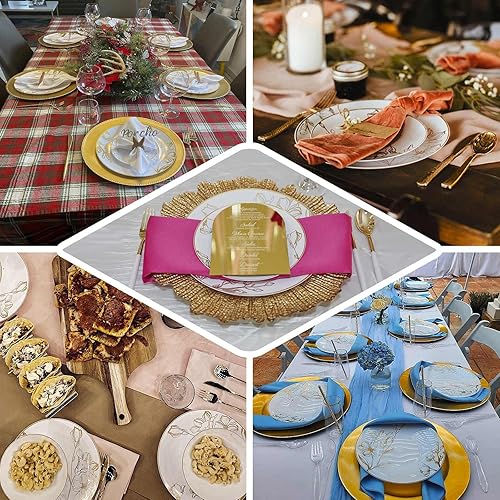 Miniatura 5 de Efavormart - Juego de 20 platos de plástico verde salvia polvoriento, con diseño floral dorado metálico, platos desechables redondos para cena y