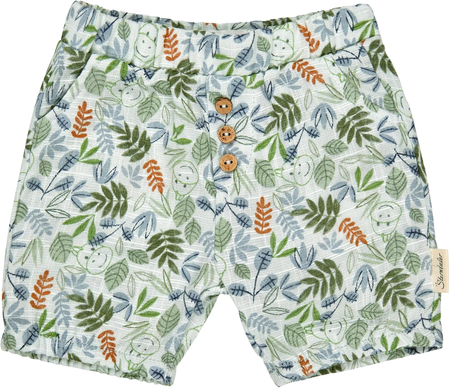 Sterntaler Shorts Blätter – Kurze Babyhose aus Baumwolle in Leinenoptik – Jungen Sommerhose mit elastischem Bund – Baby und Kinder Bekleidung