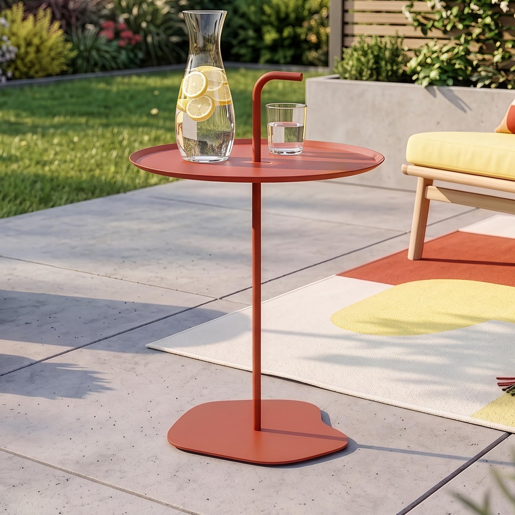 casa.pro Table d'Appoint de Jardin Calimera 56,5 x 38 cm Acier Terre Cuite