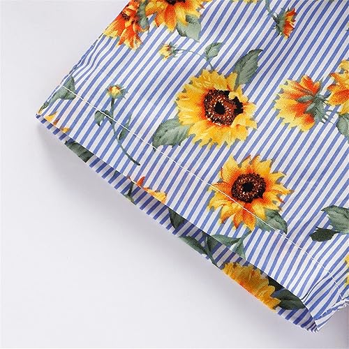 Miniatura 9 de Ropa de verano para niñas de 1 año, para niños pequeños, recién nacidos, manga corta con volantes (amarillo, 2-3 años)