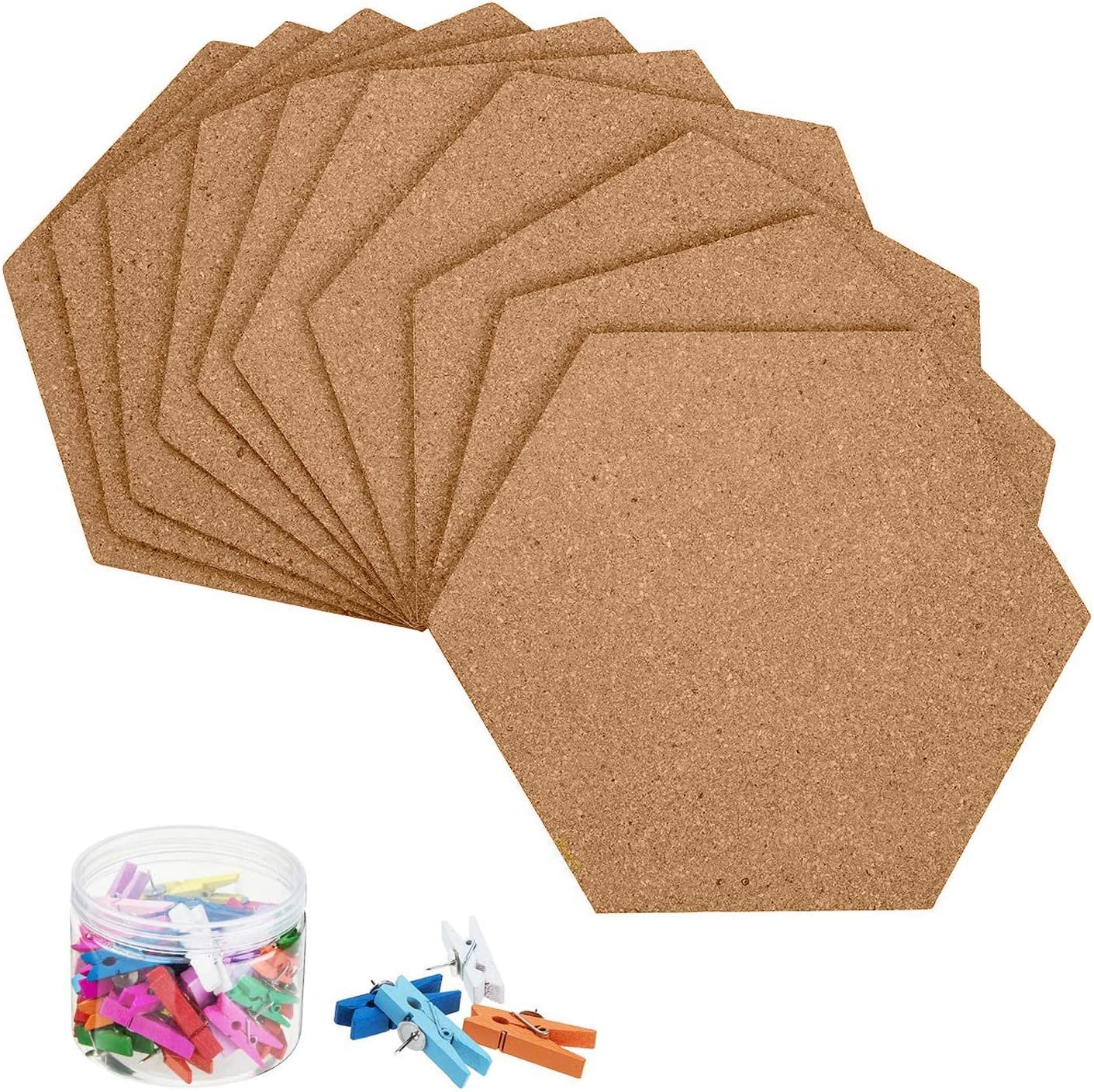 HBlife Hexagon Cork Board Tiles 10 Pack SelfAdhesive