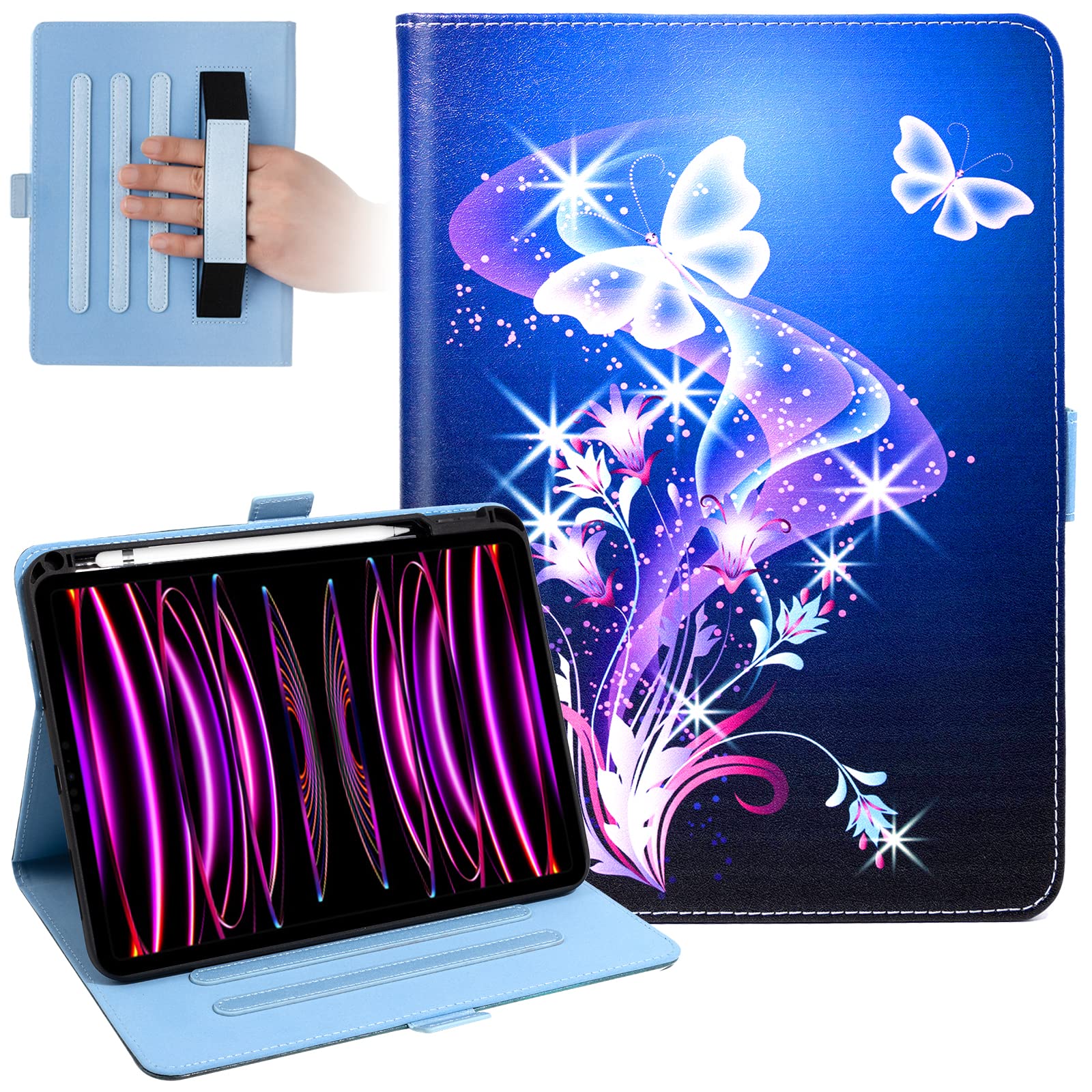 Dteck for iPad 11th/10th Generation 2025/2022 Case with Pencil Holder, Premium PU Leather Folio Multiple Viewing Angles Stand Cover Auto Wake/Sleep