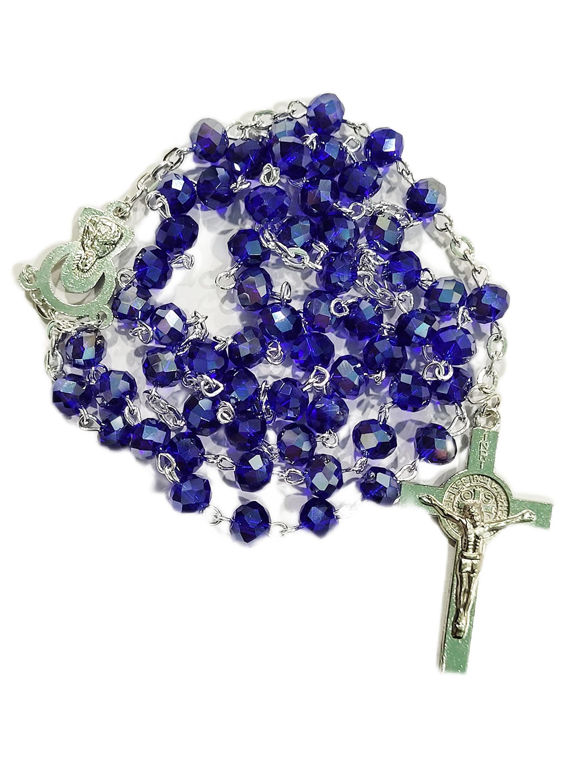 Dark Blue Crystal Beads Catholic Praying Rosary for Men & Women with a St Benedict Cross (B0B4GJQBX2) Amazon Price History, Amazon Price Tracker