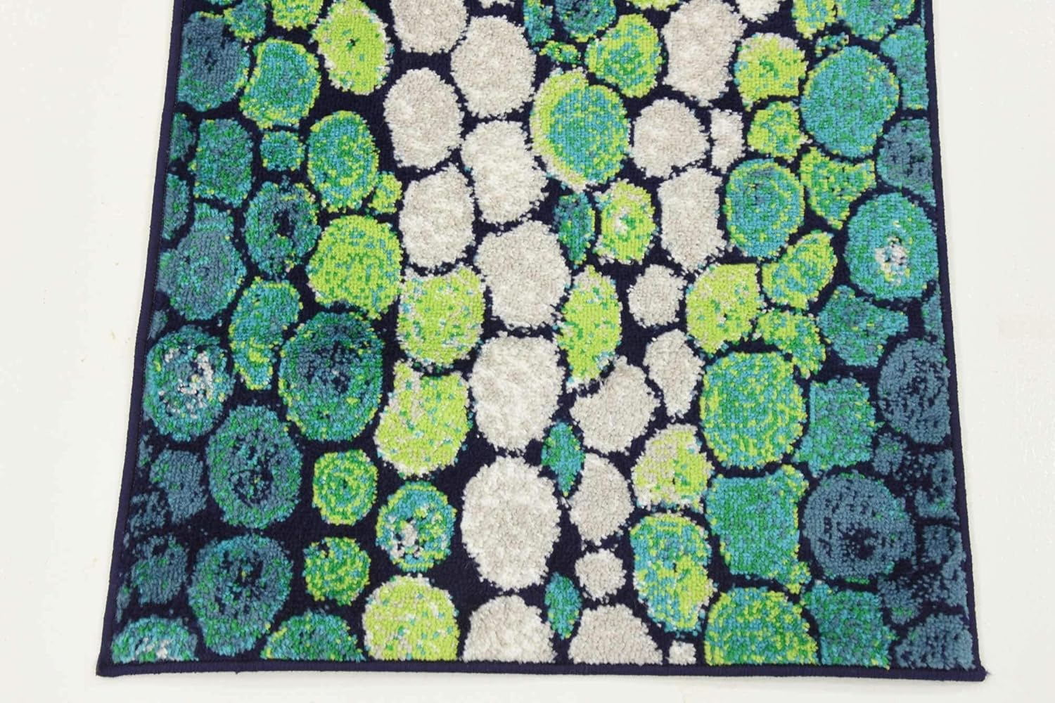 Unique Loom Metro Collection Abstract Water Drops Bright Colored Circles Area Rug Great for Kids (2' 0 x 6' 7 Runner Light Green/Blue)