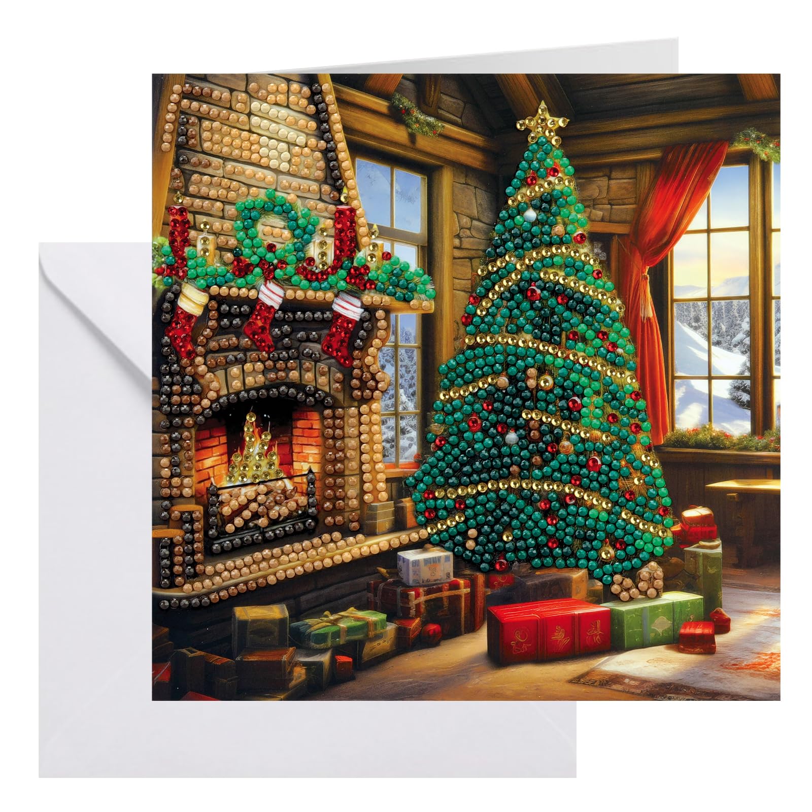 Crystal Art Green Winter Warmth Card 18X18cm Kit Craft Buddy Christmas