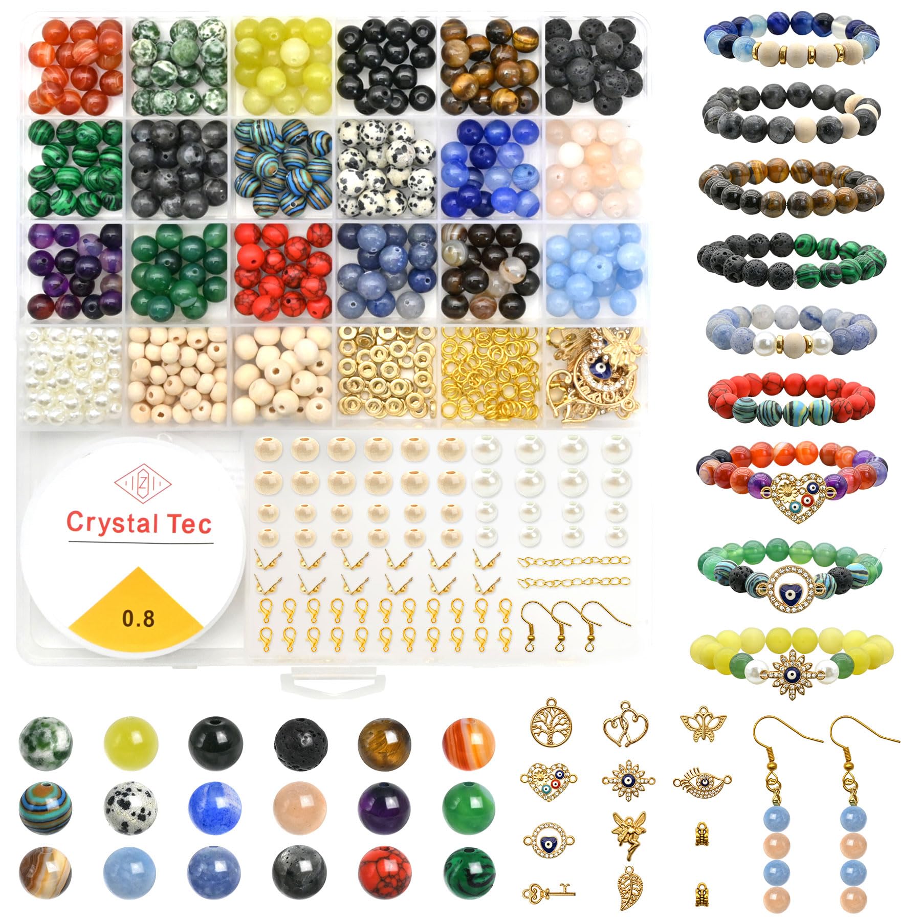 Natuurlijke kralen voor armband, 4 mm en 6 mm kralen, sieraden maken