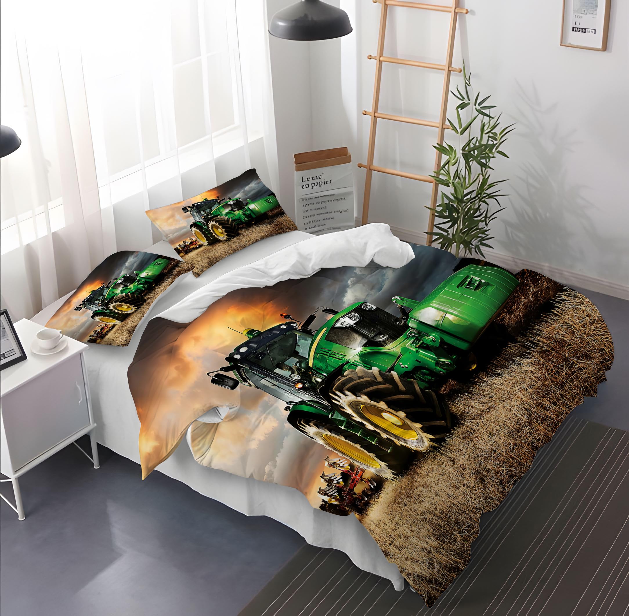 Set Biancheria Letto Trattori 3D Per Bambini - Copripiumino 135x200cm Microfibra Morbida + 2 Federe - Foto 3