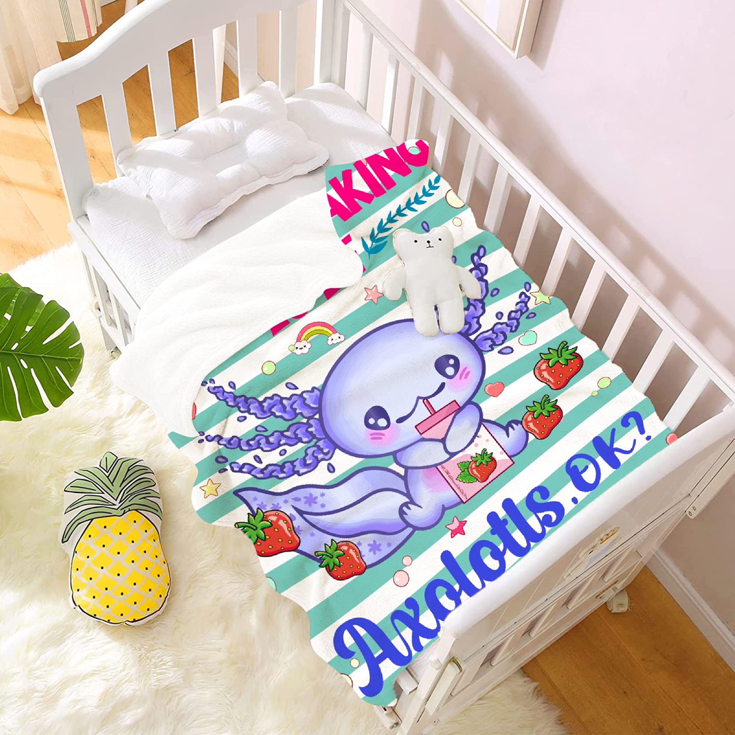 I Just Freaking Love Axolotls,Ok Blanket Throw, Ultral Soft Warm Lightweight Flannel Fleece Micro Axolotl Lover Plush Blanket Suit for Bed Couch Sofa Travel Animal Lover Gift 50