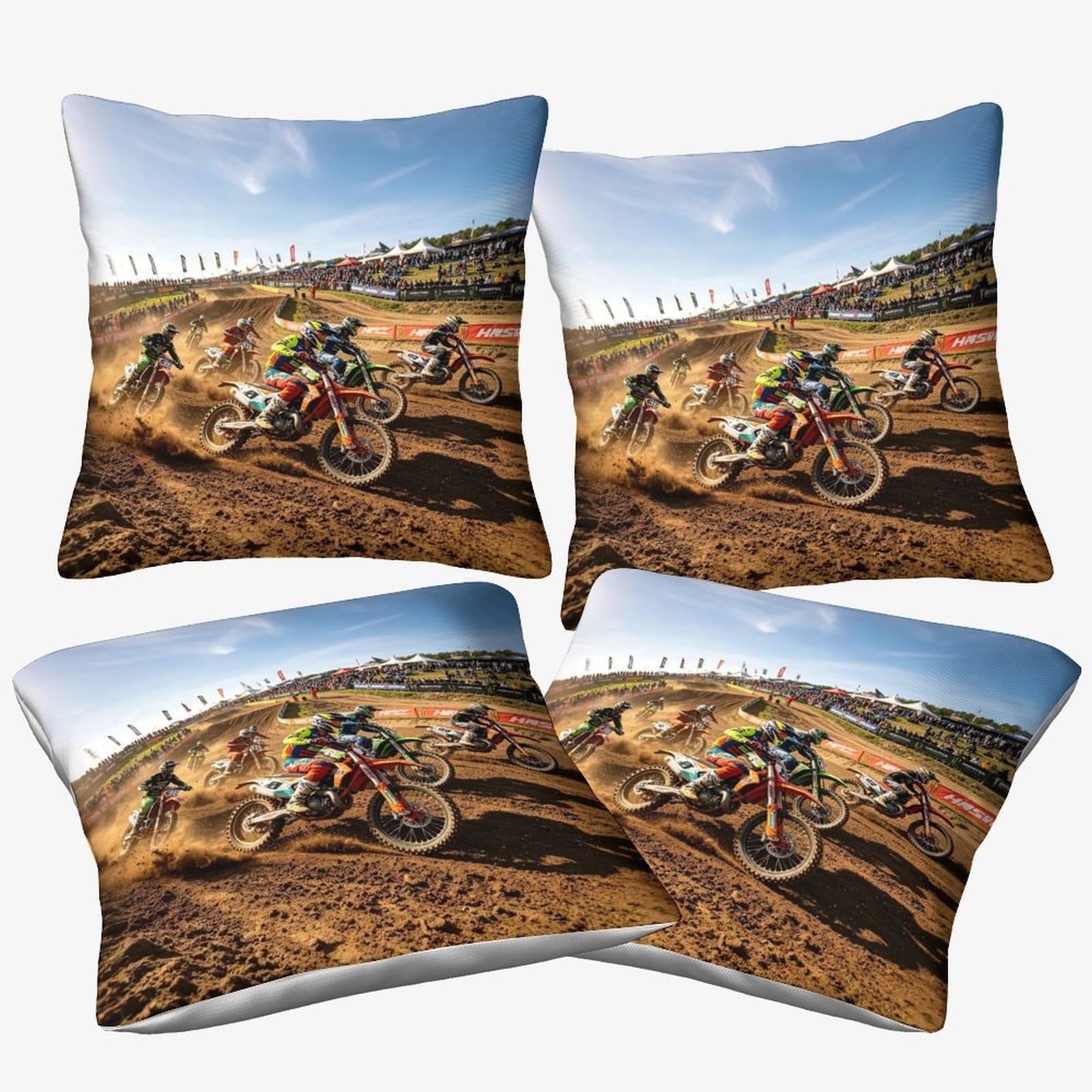 DAFUfbw Dirt Bike Series Cushion Cover 40x40cm, 4pcs, Motorcycle Race Decorative Throw Pillow Case Microfiber