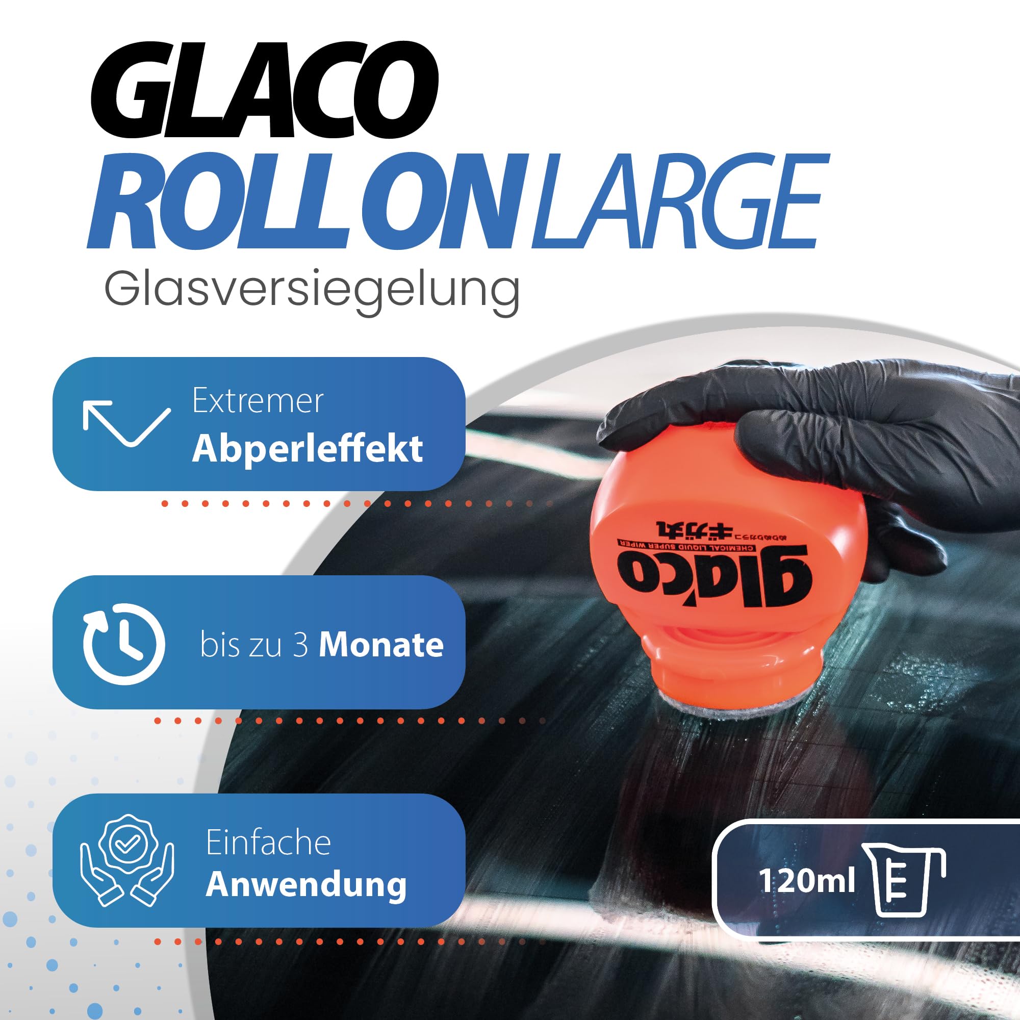 Juego de sellador de parabrisas para coche, Soft99 Glaco Glass Compound Roll On Limpiador profundo + Glaco Roll On Grande, deflector de lluvia eficiente para ventanas de coche hasta 3 meses, sellado
