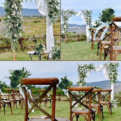 Miniatura 10 de YEHLIABO Flores artificiales, rosas artificiales de espuma de aspecto real, combo de flores artificiales de boda para ramos de boda, centros de