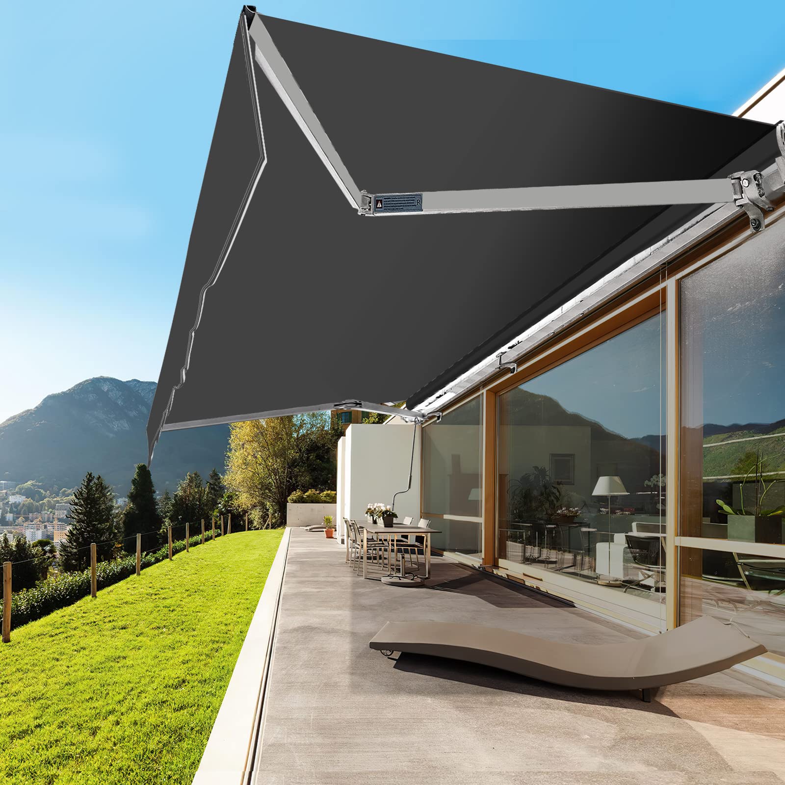 Tenda Da Sole Per Balcone Home Tresor - 280x300 Cm, A Righe Blu, Con Anelli E Ganci - Foto 10