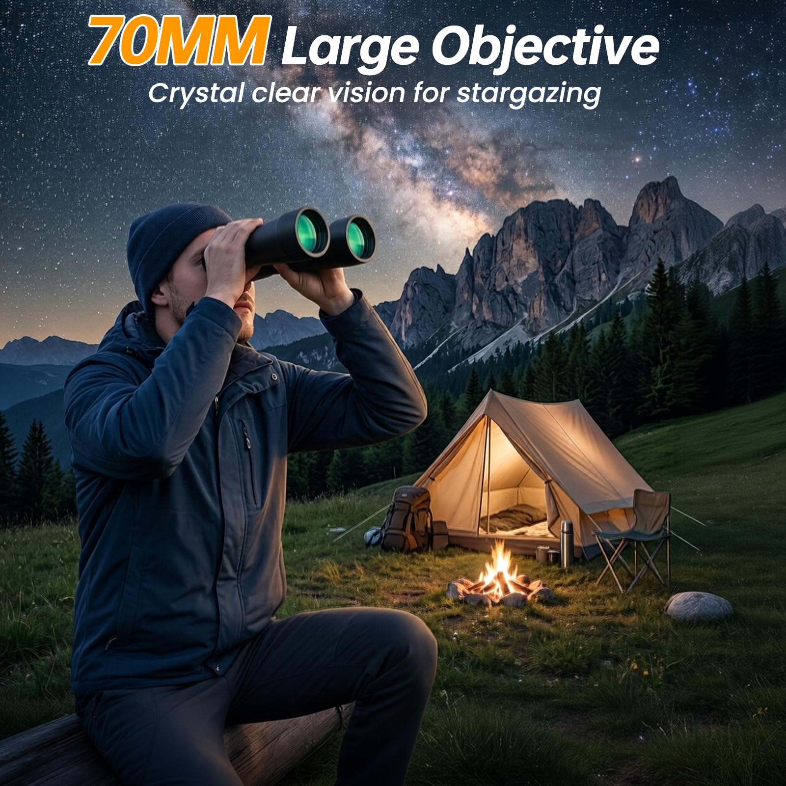 Aurosports Binocolo 20 x 70 per bird watching, ad alta potenza, per osservare le stelle, binocolo HD a lungo raggio per caccia, sport all'aria aperta, escursionismo, viaggi