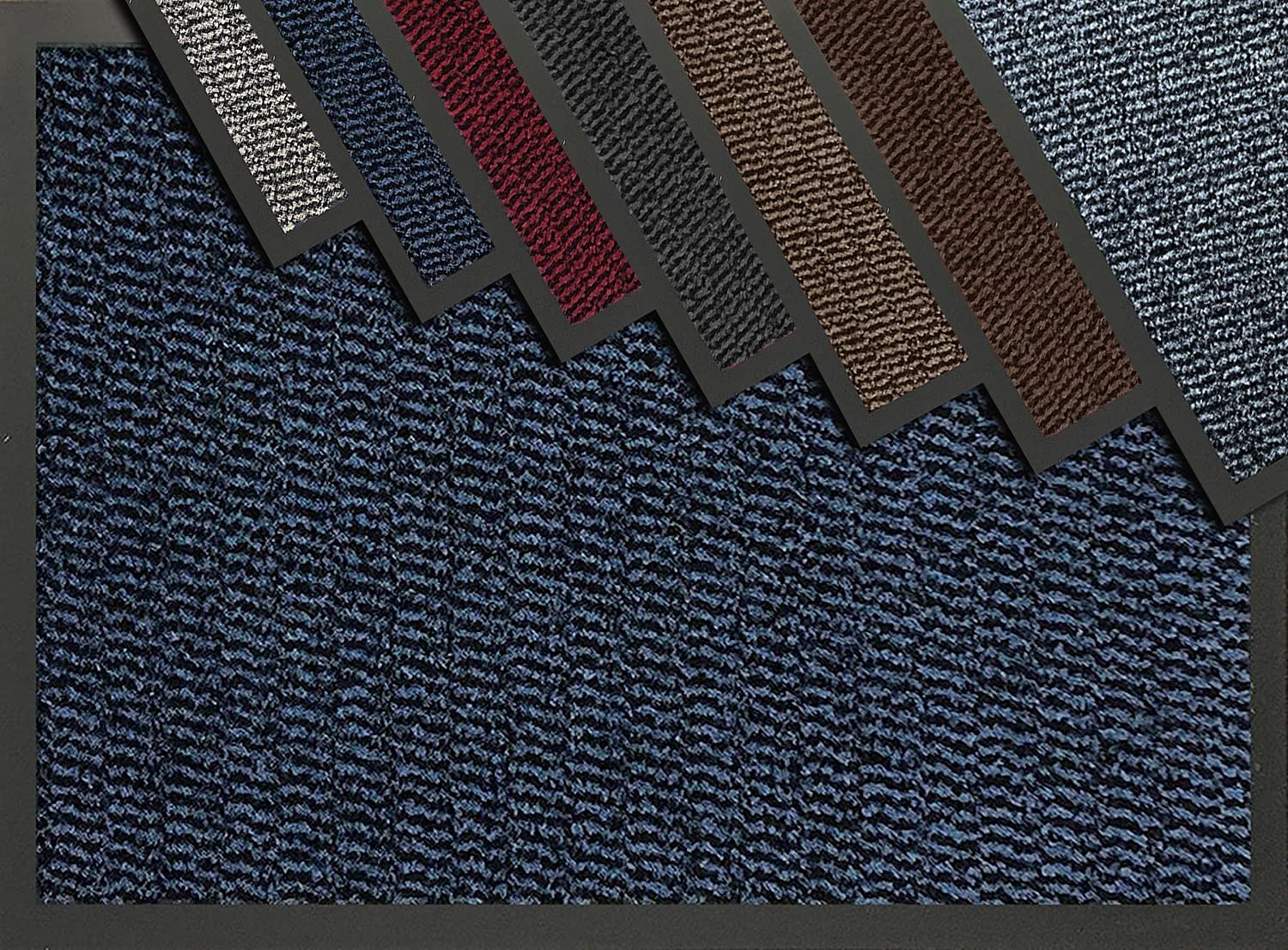 Entrance Door Mat Welcome Barrier Mats Machine Washable Doormats Indoor Outdoor Rug Hallway Runner Non Slip Rubber Floor Mats Shoe Scraper, Kitchen Home Bathroom Office- 70x240cm - Midnight Blue/Black — image 1